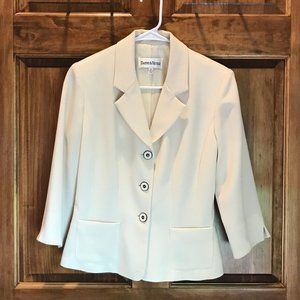 CREAM COLORED DANNY & NICOLE 3/4 SLEEVE LINED JACKET, BLAZER, SIZE 6P